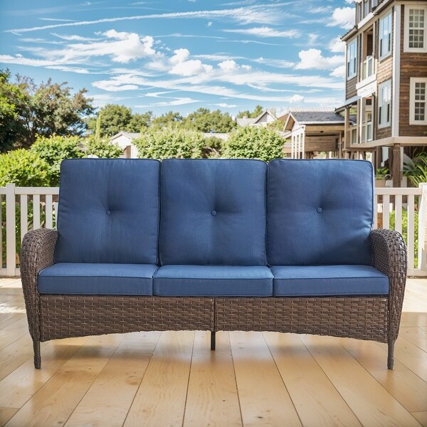 Gymojoy 3Seat Outdoor Wicker Sofa with Professional Outdoor Cushions