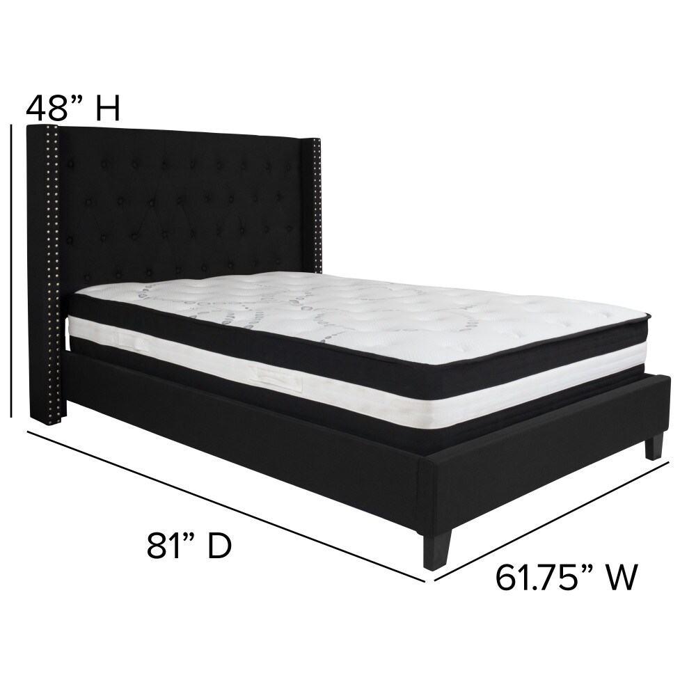 Tufted Upholstered Platform Bed with Pocket Spring Mattress