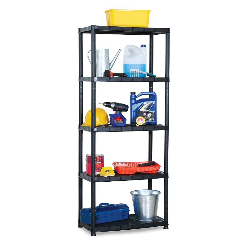 Ram Quality Products Platin 15 inch 5 Tier Plastic Storage Shelves， Black