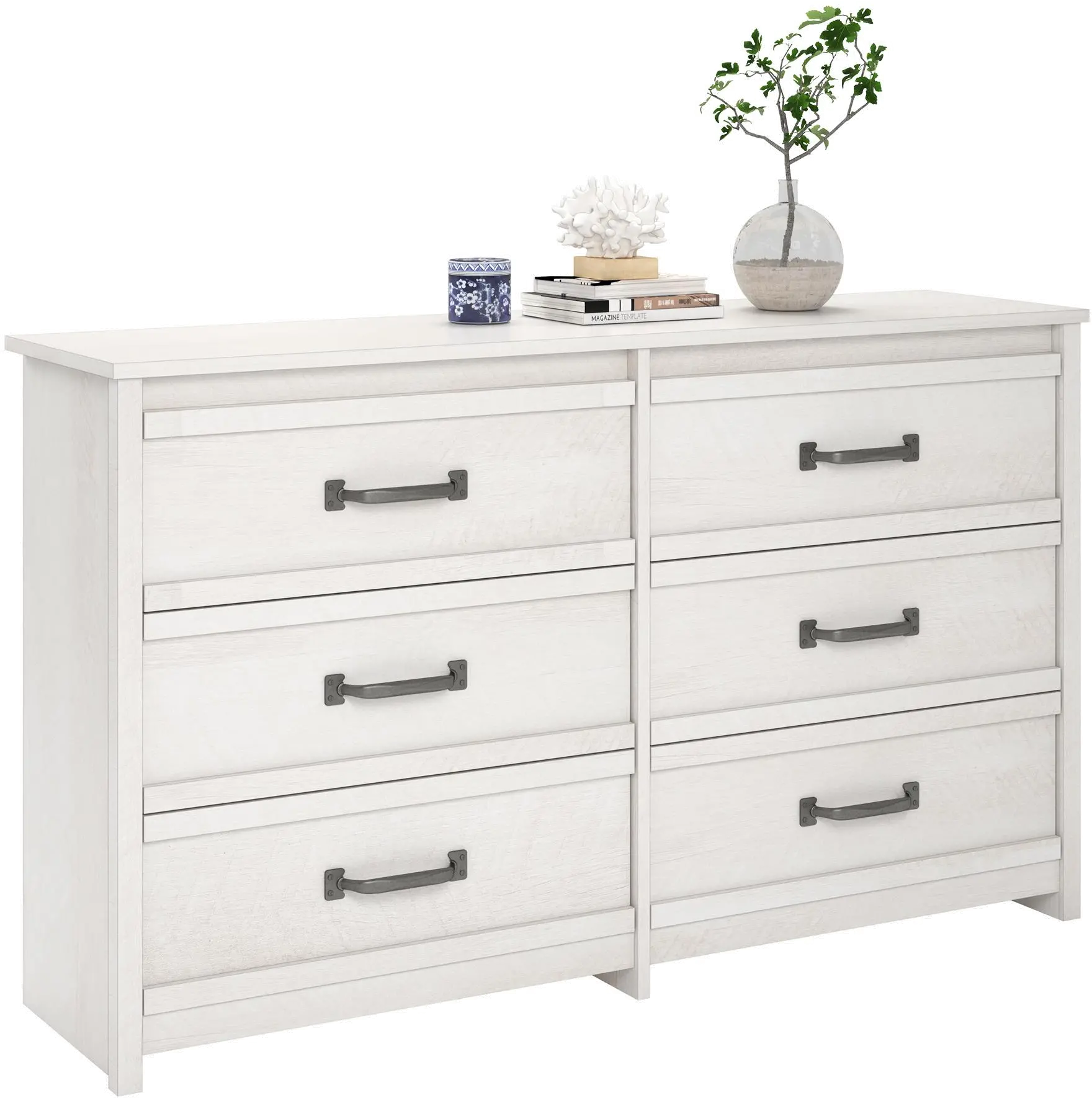 Bassinger Transitional Ivory Oak 6-Drawer Dresser