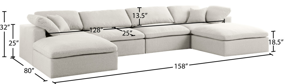 Serene Linen Textured Fabric Deluxe Comfort U Shaped Modular Sesctional   Transitional   Sectional Sofas   by Meridian Furniture  Houzz