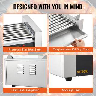 VEVOR Hot Dog Roller 7 Rollers 18 Hot Dogs Capacity Stainless Sausage Grill Cooker Machine ETL Certified GDSKCJG71400WJJY2V1