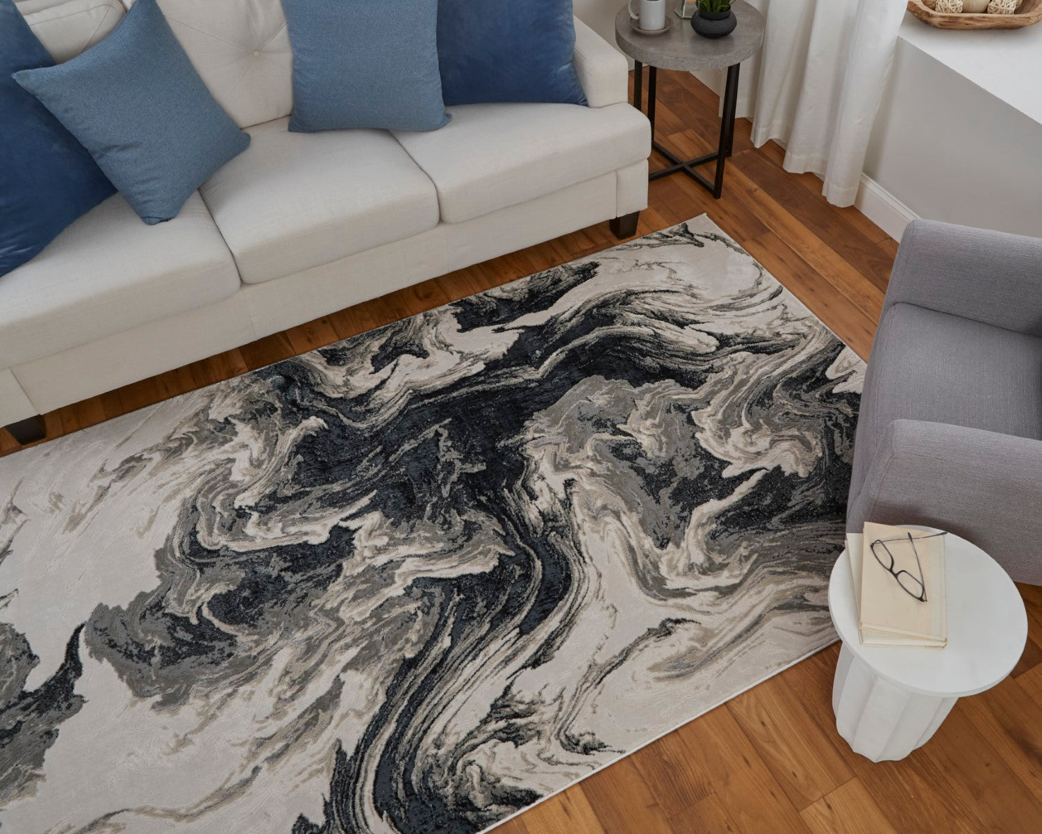 Orin Abstract Ivory/Black/Taupe Rug