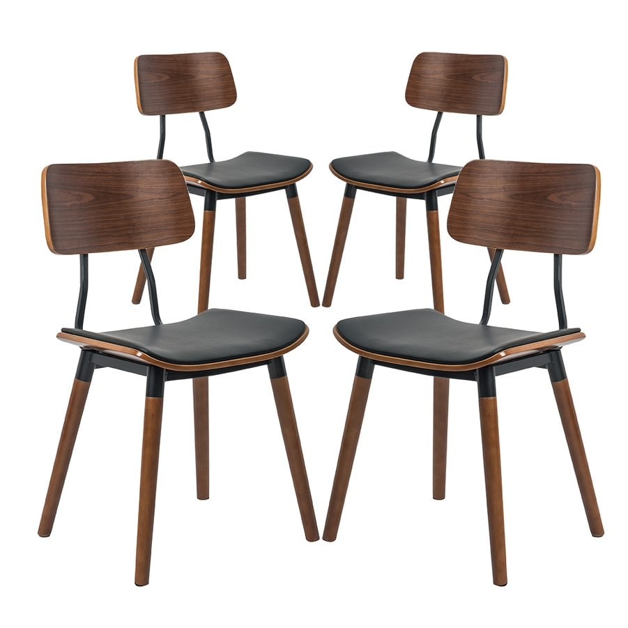 Bentwood Modern Dining Chair with PU leather seat and Wooden legs  Set of 2/4   N/A