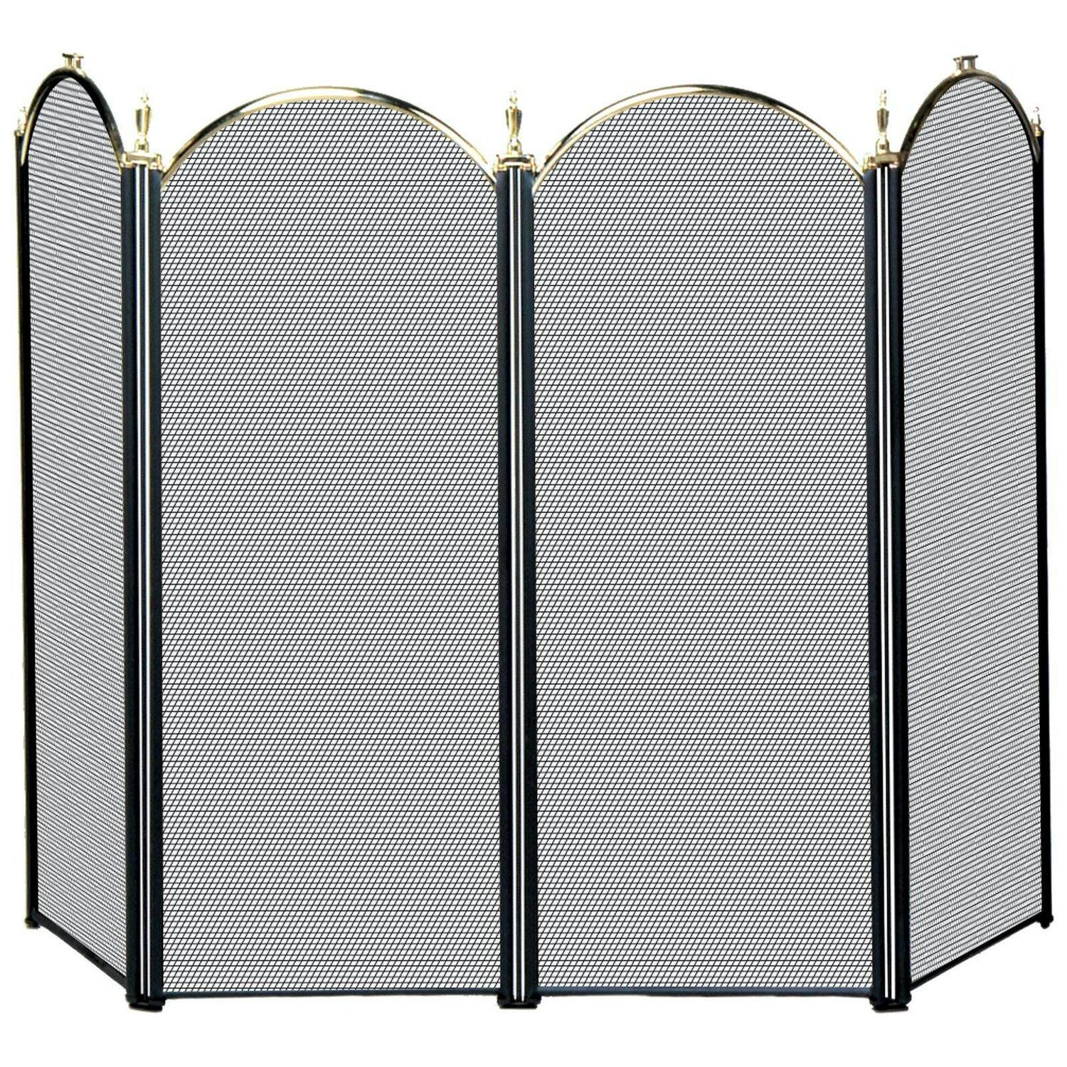 Uniflame 4 Panel Triple-Plated Folding Fireplace Screen