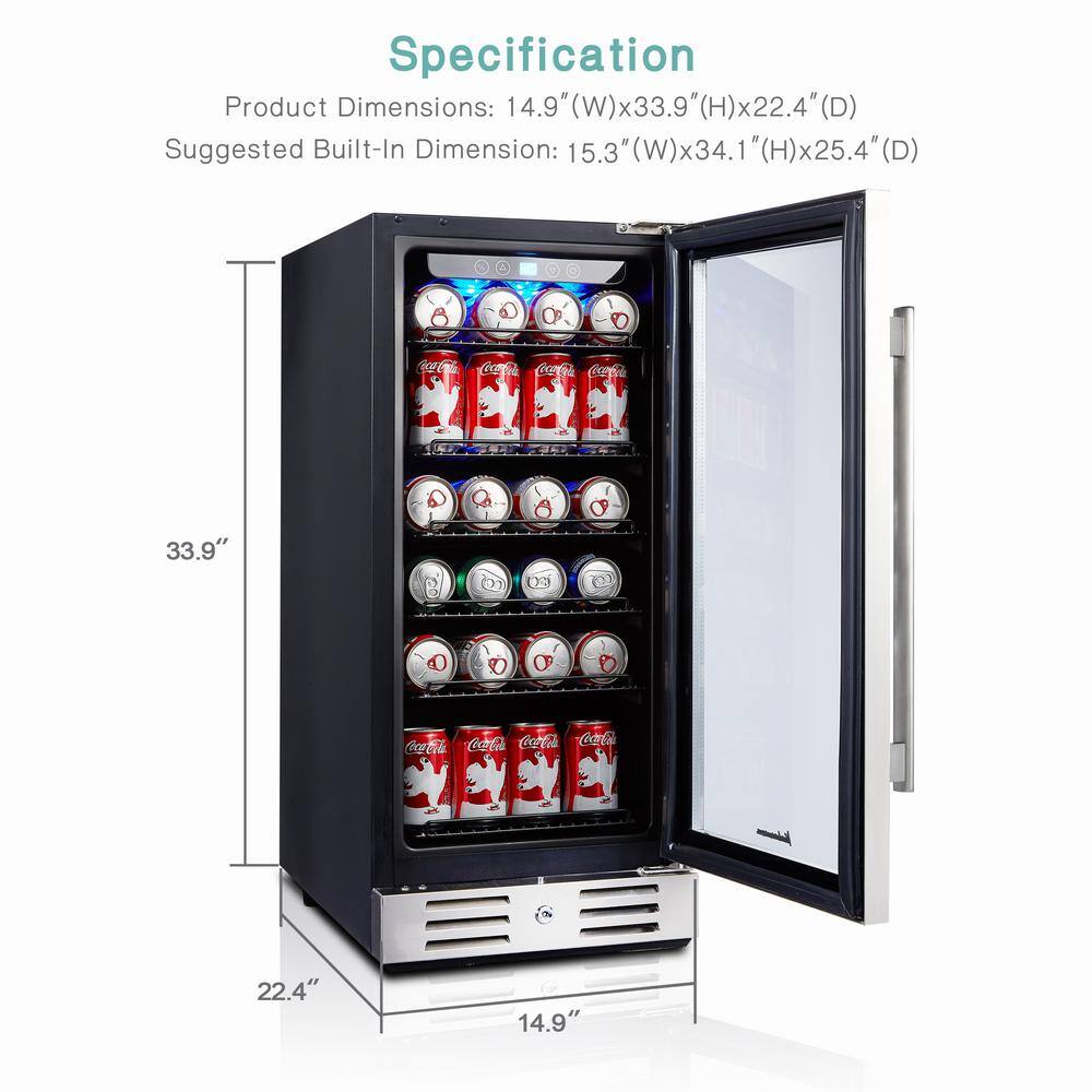 Kalamera 15 Beverage cooler 96 Can Built-In Single Zone Touch Control KRC-90BV