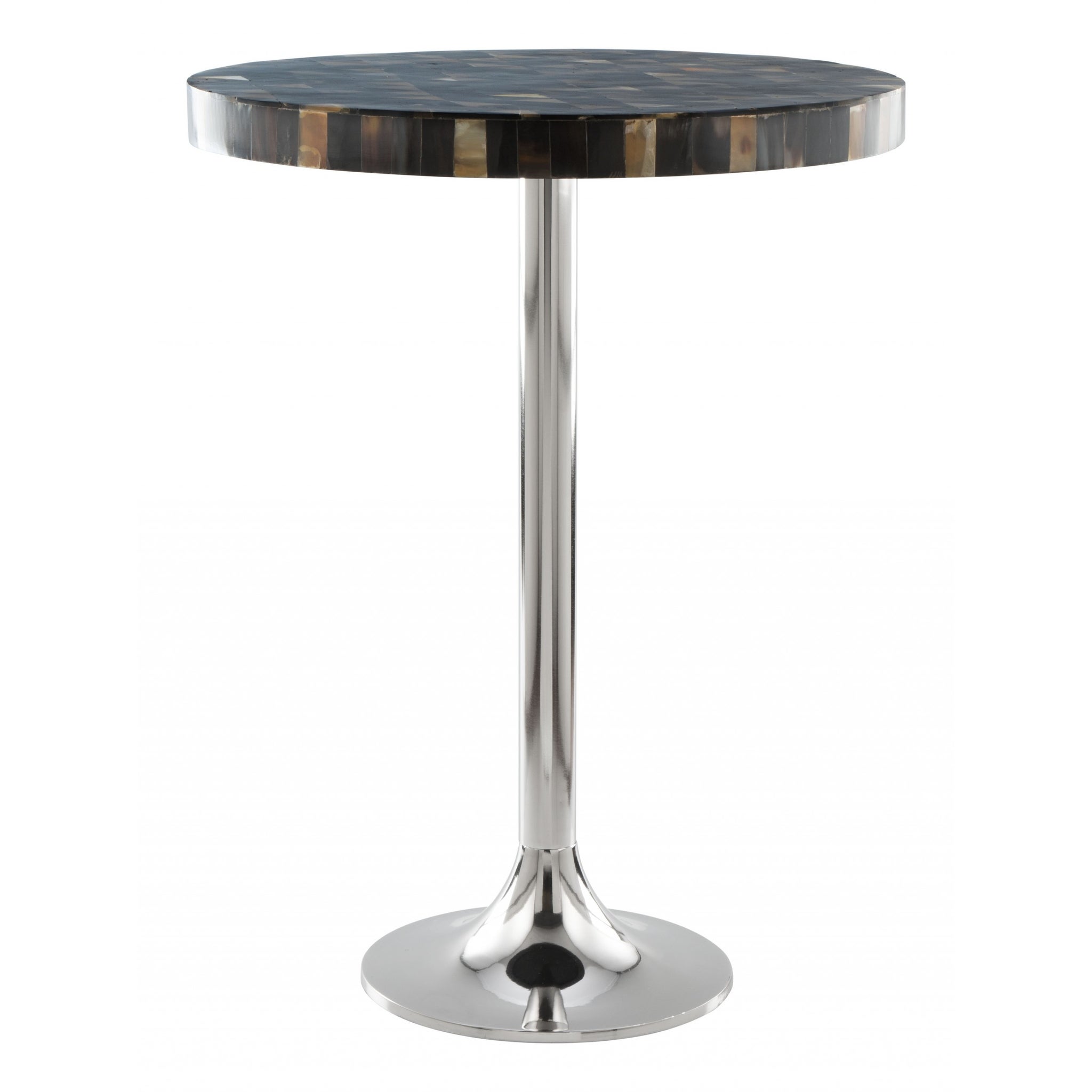 Dark Mother of Pearl Round Side Table - 15.7 W x 23.5 D x 15.7 H