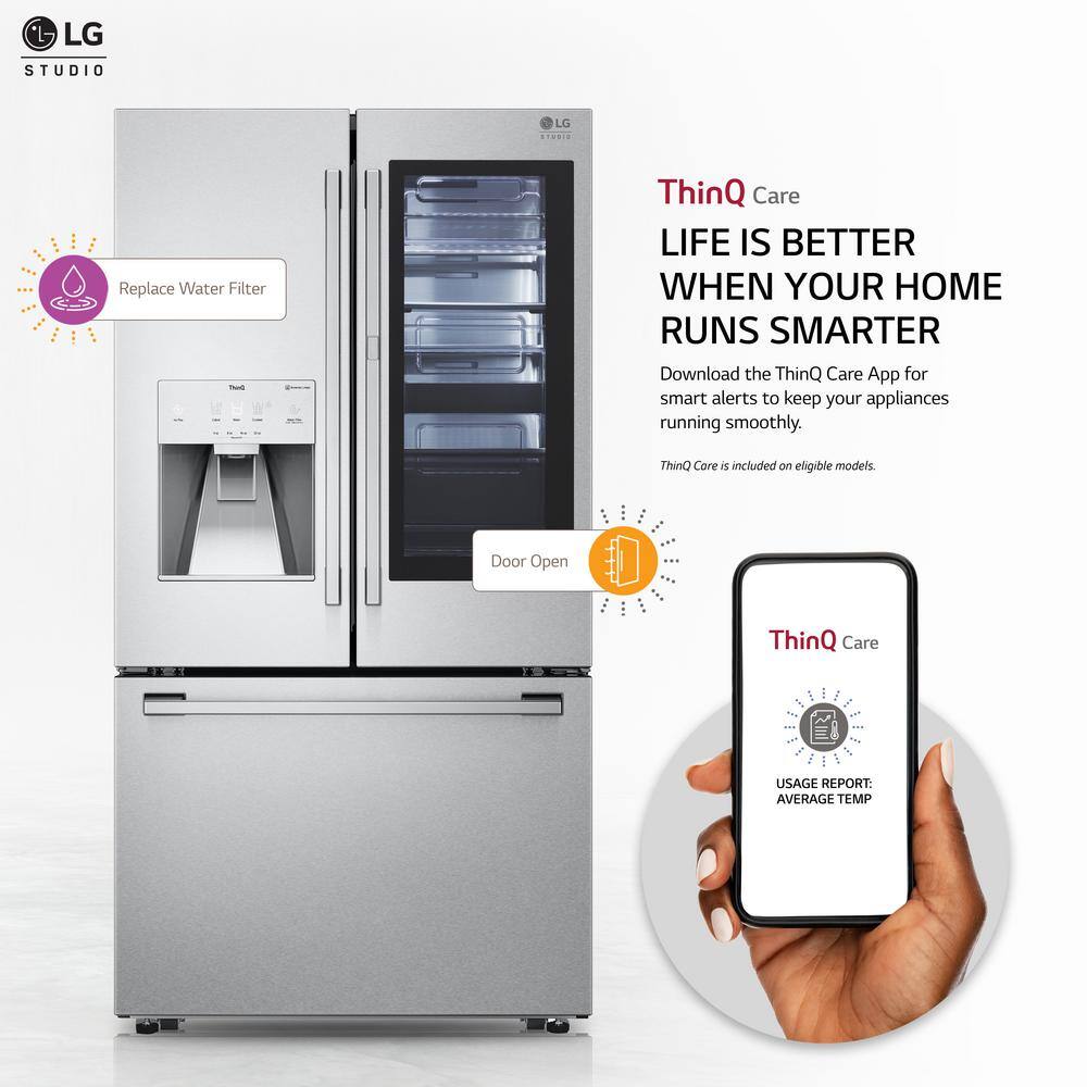 LG STUDIO 24 cu. ft. French Door Refrigerator with Instaview Door-in-Door Craft Ice Maker in PrintProof Stainless Counter Depth SRFVC2416S