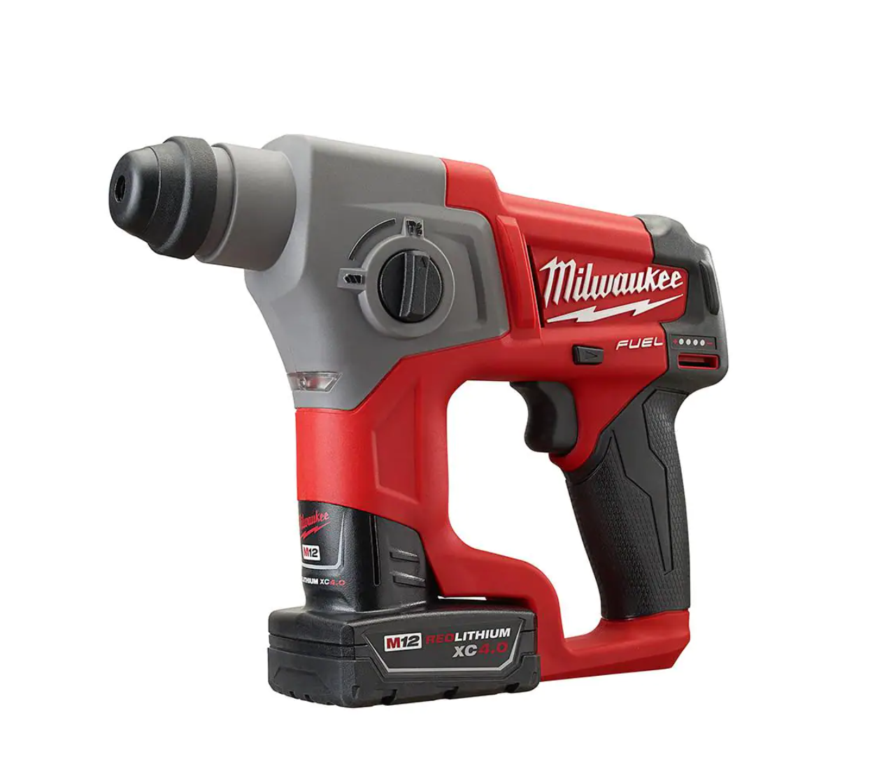 Milwaukee 2416-21XC M12 FUEL 12V Lithium-Ion Brushless Cordless 5/8 in. SDS-Plus Rotary Hammer Kit with One 4.0Ah Battery and Bag