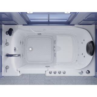 Universal Tubs HD Series 54 in. Left Drain Quick Fill Walk-In Whirlpool and Air Bath Tub with Powered Fast Drain in White HD3054LWD