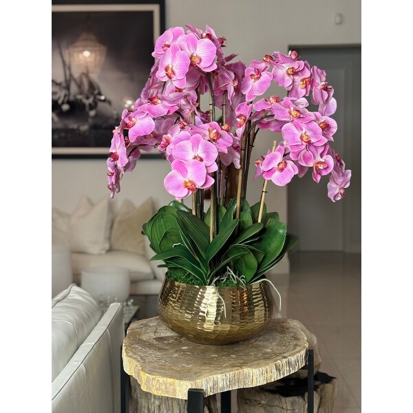 Phalaenopsis Orchids Floral Arrangement in Gold Planter