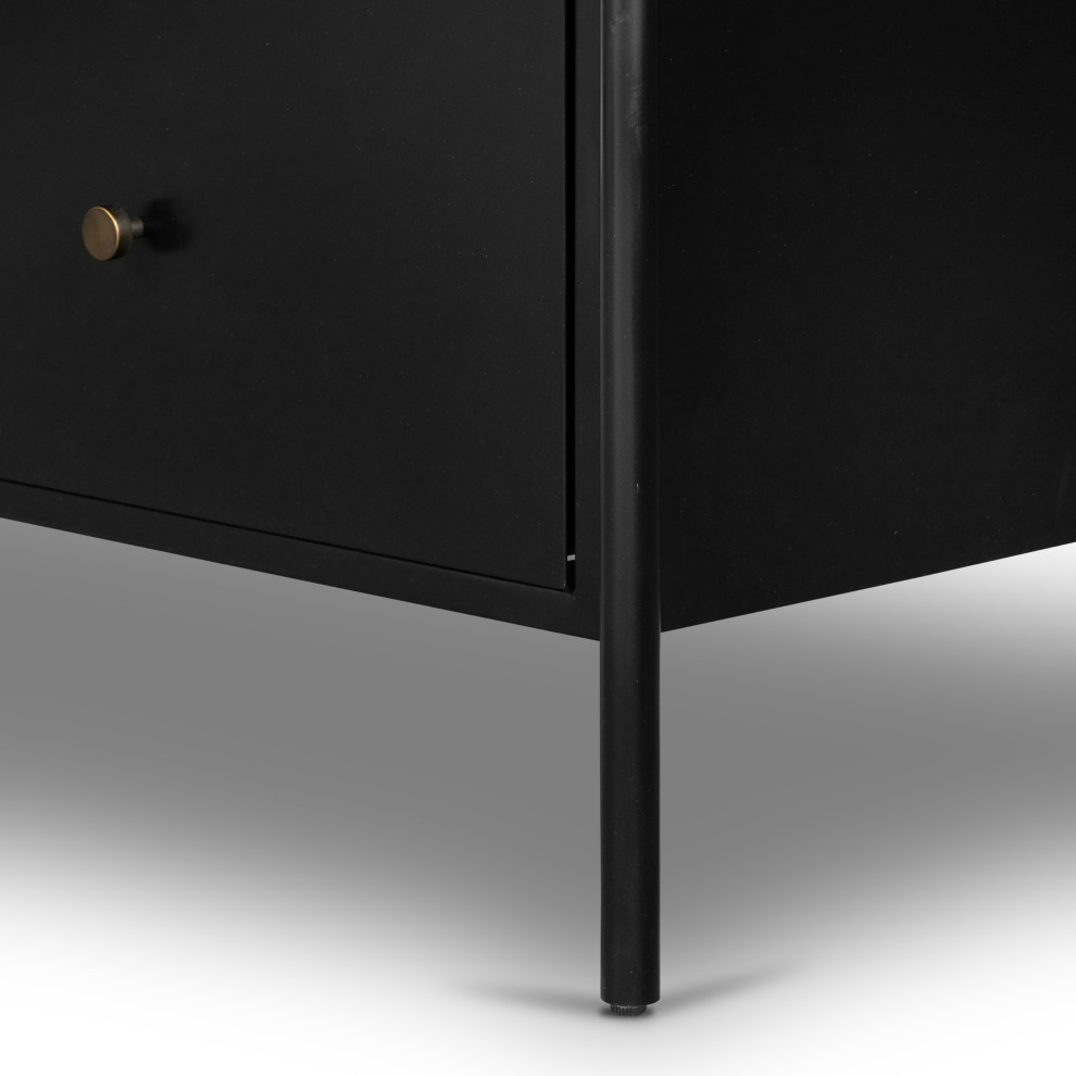 Soto Media Console  Black   Transitional   Entertainment Centers And Tv Stands   by Four Hands  Houzz