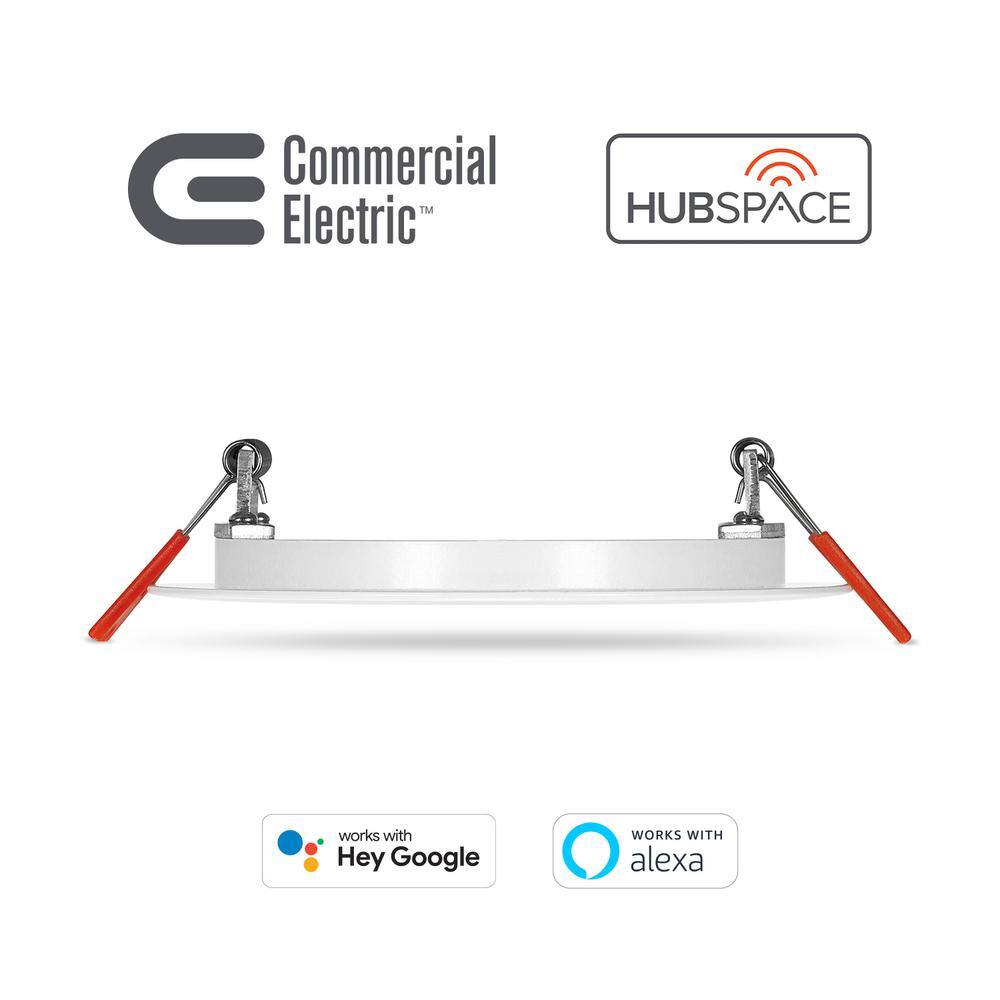 Commercial Electric 4 in. Smart CCT Selectable Ultra Slim Integrated LED Recessed Light Kit Powered by Hubspace 50291