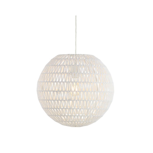 Led Woven Rattan Orb Pendant White Jonathan Y