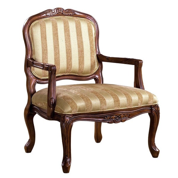 Burnaby Striped Antique Oak Finish Accent Chair