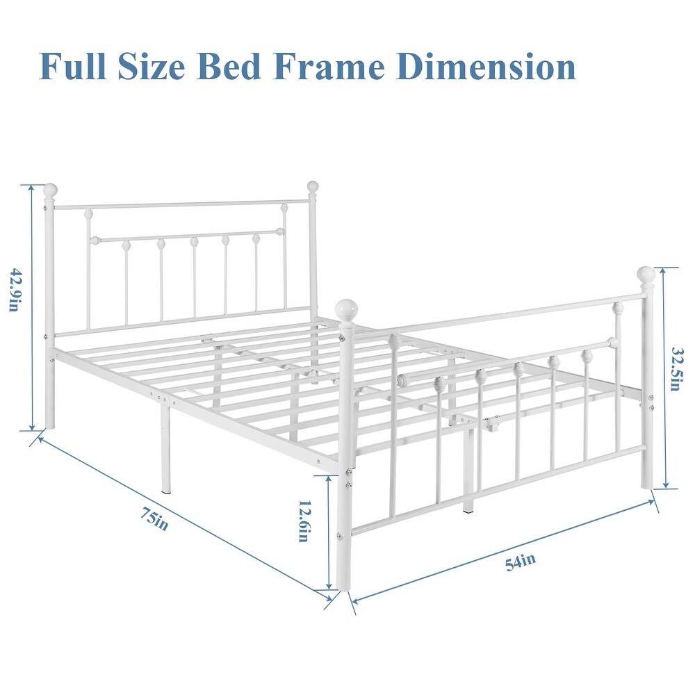 White Platform Bed Frame With Headboard  Twin/ Full/Queen Size Bed