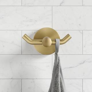 KRAUS Elie Bathroom Robe and Towel Double Hook in Brushed Gold KEA-18802BG