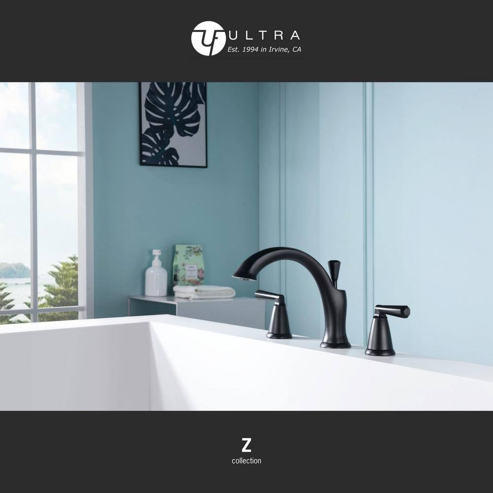 Ultra Faucets Z 2-Handle Deck-Mount Roman Tub Faucet in Matte Black UF65407