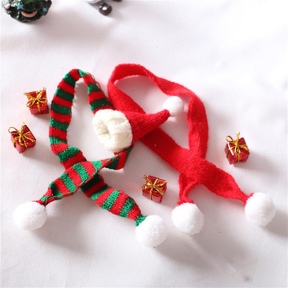 4pcs Mini Christmas Knitted Hat Scarf Gift Dollhouse Accessories Miniature Diy Hair Accessories Crafts Cute Doll Hat Jewelry Accessories Red