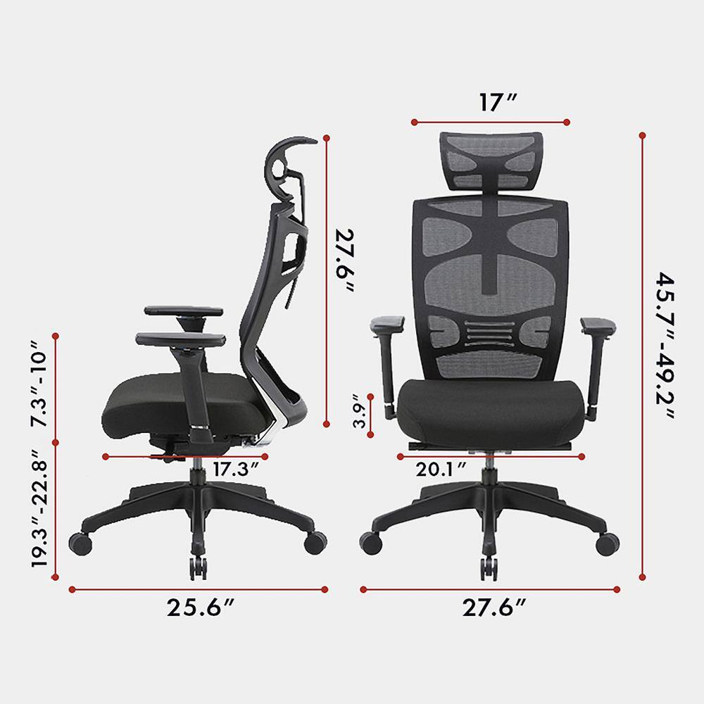 Furniture of America Caius Regular Black Breathable Mesh Ergonomic Office Chair with Adjustable Lumbar IDF-60393