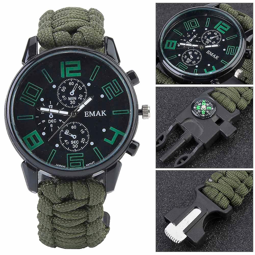 6 In 1 Multifunction Waterproof Outdoor Camping Survival Watch Rescue Paracord Bracelet