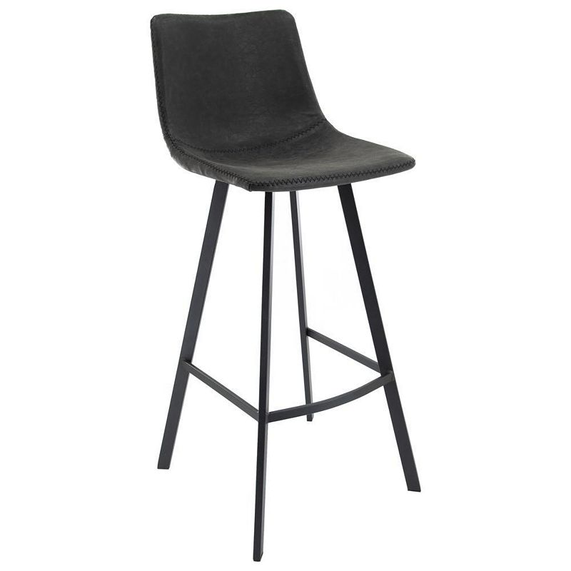 LeisureMod Elland Modern Upholstered Leather Bar Stool