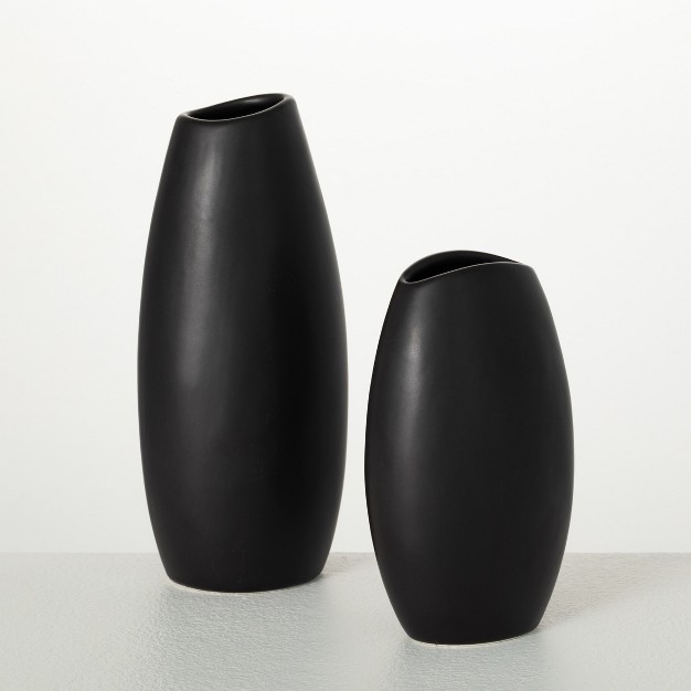 amp 8 quot Modern Matte Black Vase Set Of 2