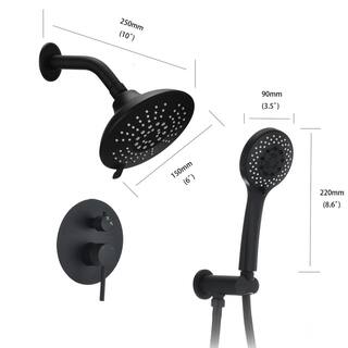 YASINU 5-Spray Hand Shower and Shower Head Combo Wall Bar Shower Kit in Matte Black YNAE865MB