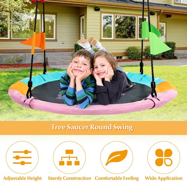 Costway 40 x27 x27 Flying Saucer Tree Swing Indoor Outdoor Swing Play Set W hanging Strap Horse