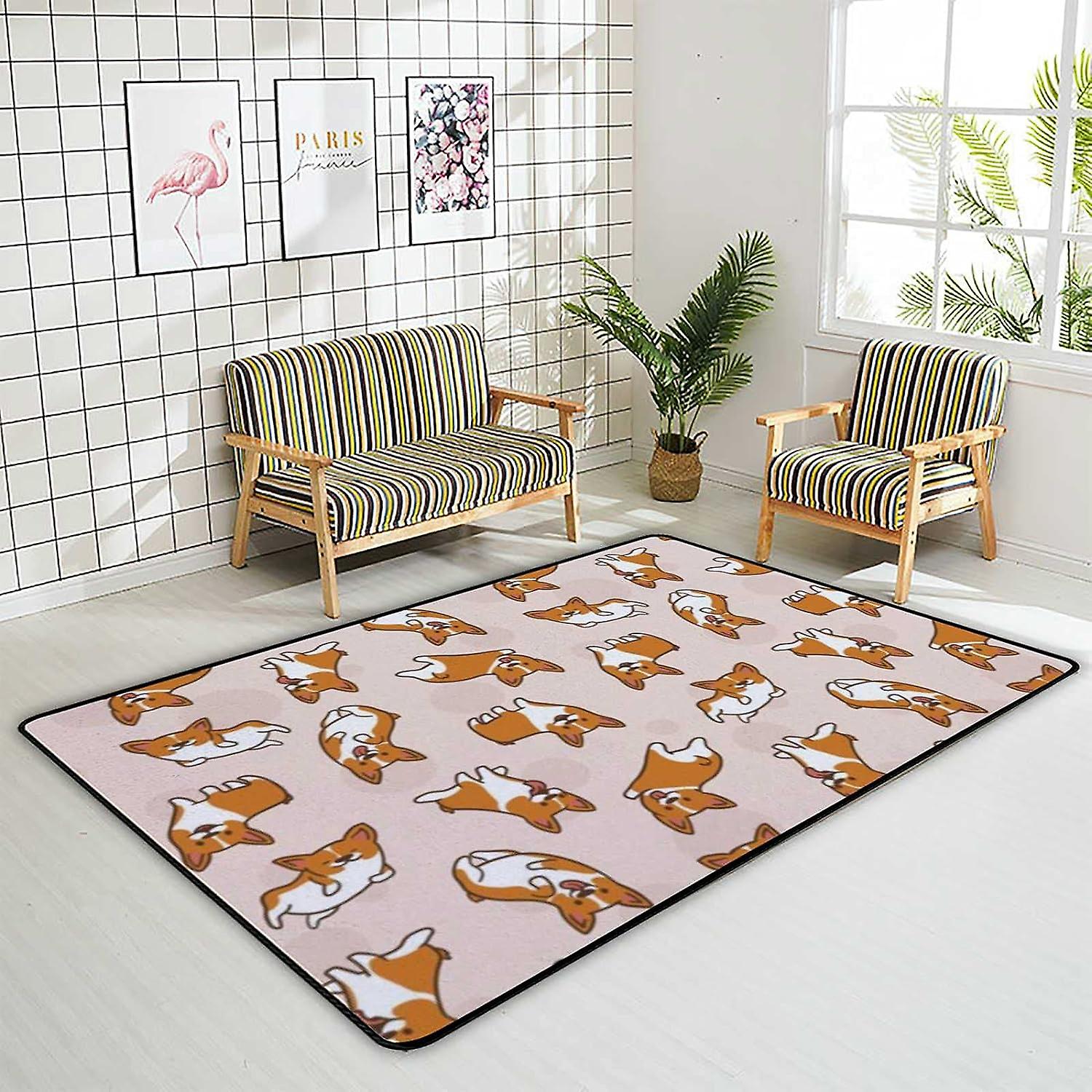 Soft Area Rugs Pink Cute Owl Floor Carpet Mat For Kids Playing Room Hardwood Floor Living Room 72x48in