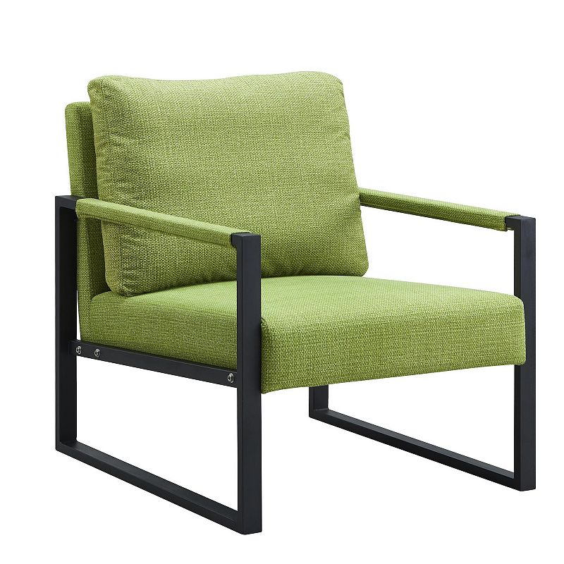 Grass Green Light Fiber Cloth Metal Frame Upholstered Sofa Accent Arm Chair