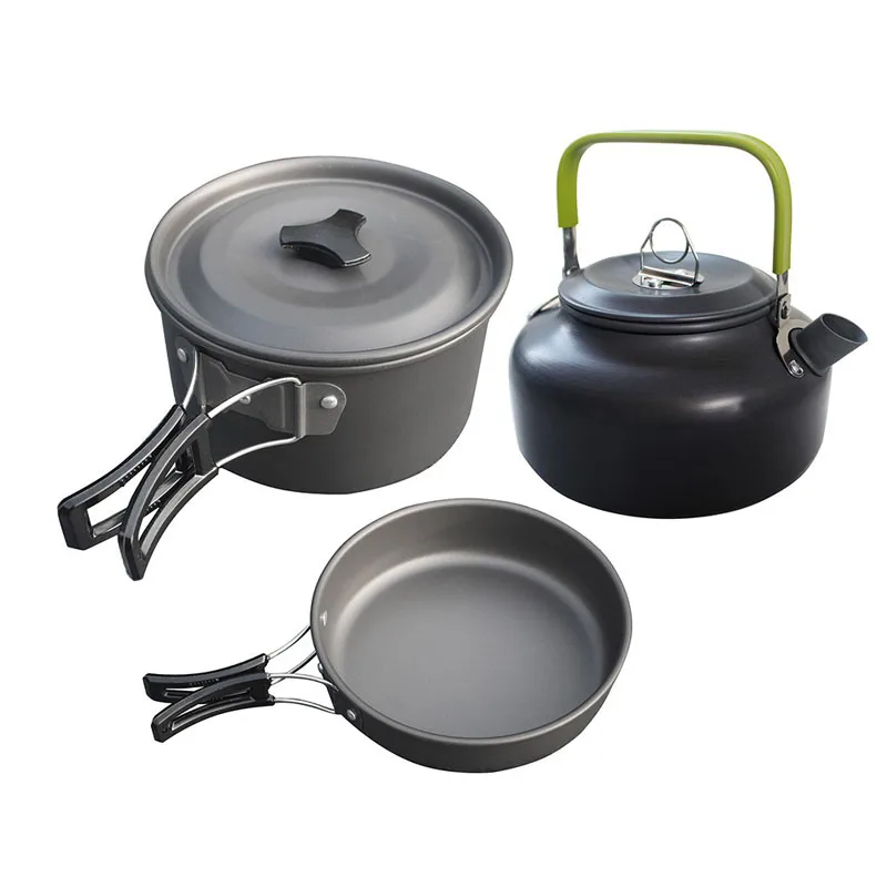 Portable Cooking Barbecue Outdoor Traveling Hiking Climbing Picnic River Party Kettles Camping Kitchenware Package Tea Pot Set