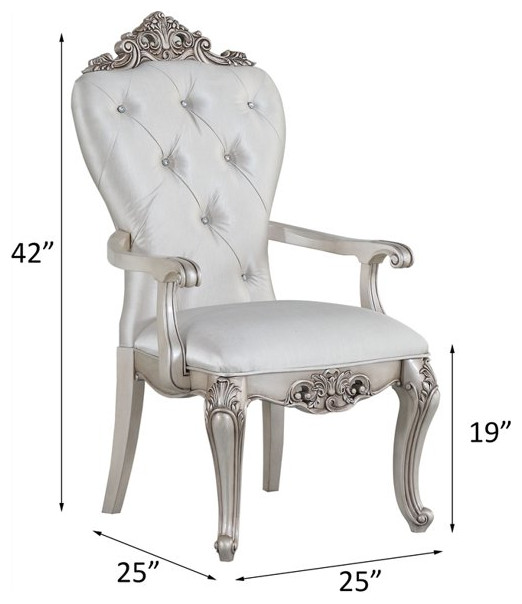 Set of 2  Accent Chair  Cabriole Legs  Crystal Button Tufted Back  Antique White   Victorian   Armchairs And Accent Chairs   by Declusia  Houzz