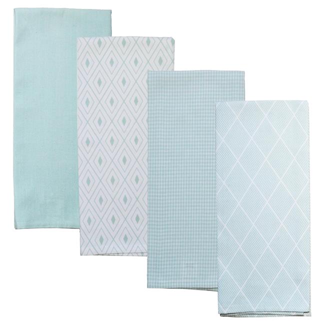 Dunroven House RVARTYMINT Variety Kitchen Toweland#44; Mint and White - Set of 4