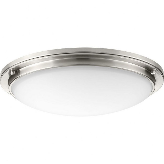 Progress Lighting Apogee 1 light Led Flush Mount Brushed Nickel Etched Glass Shade