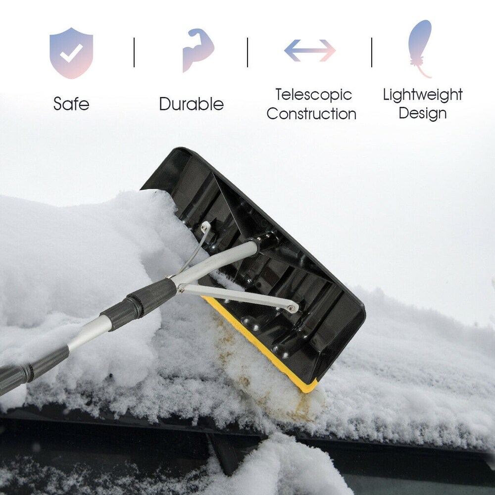 Gymax 21FT Telescoping Snow Roof Rake Large Poly Blade Aluminum Tube   See Details