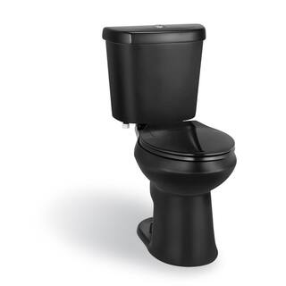 Glacier Bay 2-piece 1.1 GPF1.6 GPF High Efficiency Dual Flush Elongated Toilet in Black N2316-BLK