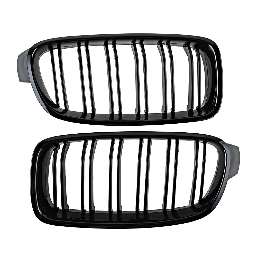 Astra Depot Glossy Black Double Line Kidney Grille Grill Fit 2012-2018 BMW F30 F31 320i 328i 335i 4-Door