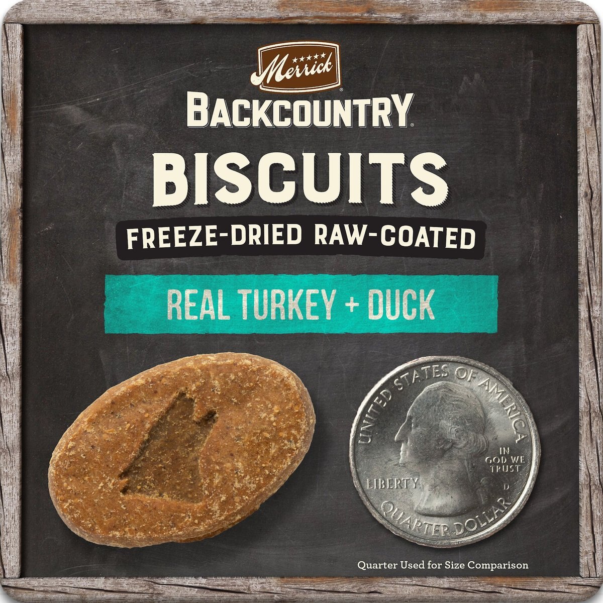 Merrick Backcountry Biscuits Real Turkey + Duck Recipe Grain-Free Freeze-Dried Raw Coated Dog Treats