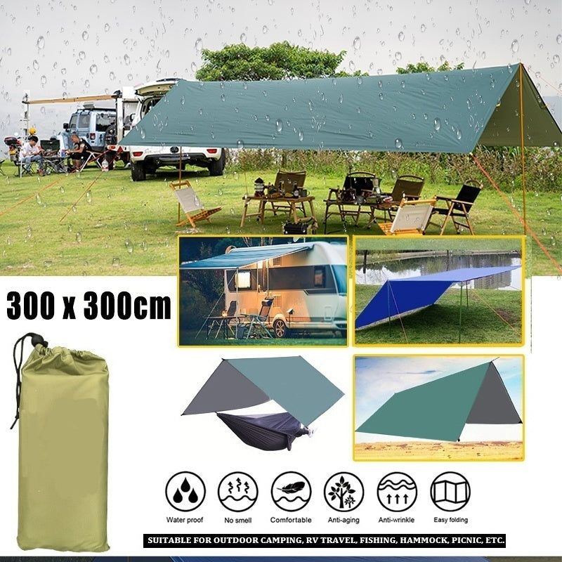 Green Survival Gear Outdoor Sun Shelter Waterproof Beach Sun Shade Picnic Mat Picnic Blanket Tent Pergola Awning Canopy(tent Only，Support Not Include)