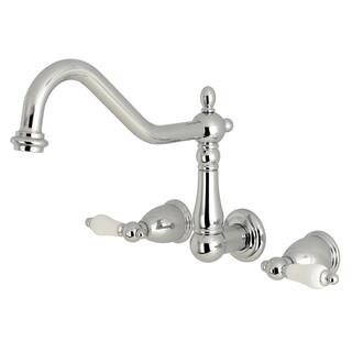 Kingston Brass Heritage 2-Handle Wall Mount Roman Tub Faucet in Polished Chrome HKS1021PL