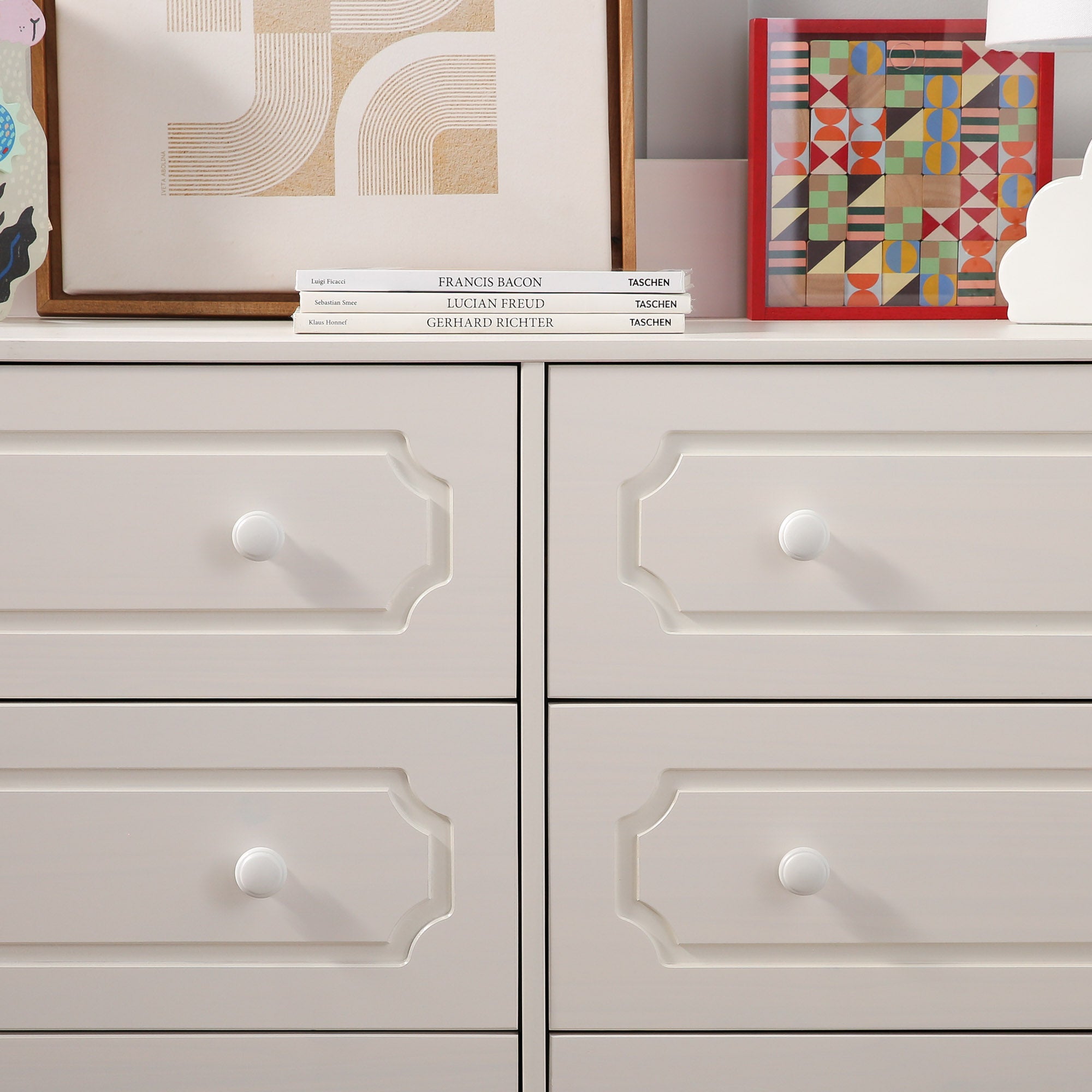 Manor Park Classic Gallery-Top Beveled 6-Drawer Dresser, White