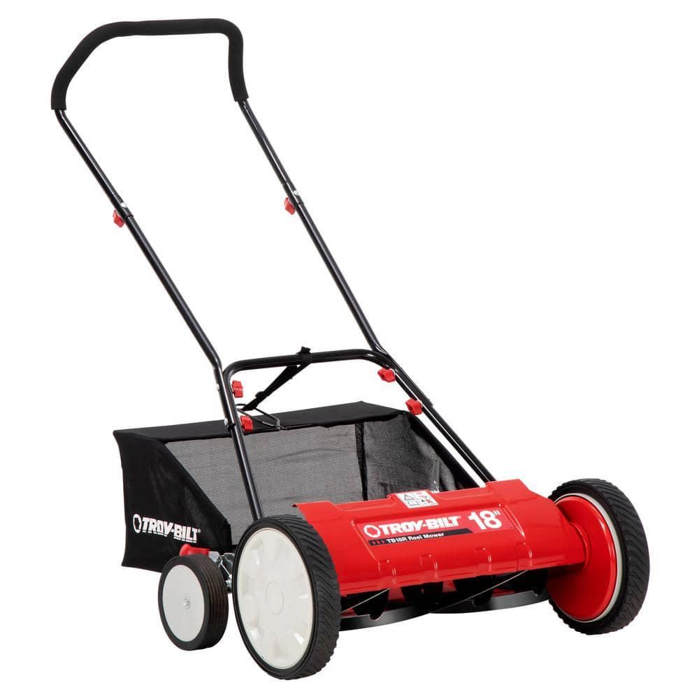 TroyBilt 18 in Manual Walk Behind Reel Lawn Mower with Grass Catcher