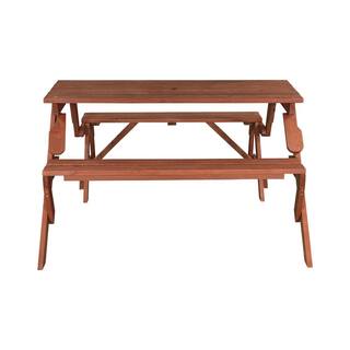 Leisure Season 55 in. x 58 in. x 30 in. Cedar Folding Picnic Patio Table and Bench FPTB7104