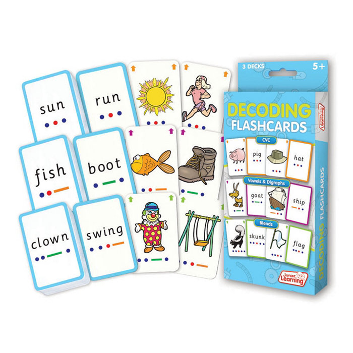 Junior Learning Decoding Flashcards CVC Vowels and Blends