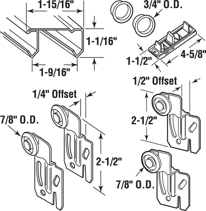 Prime-Line Galvanized Steel By-Pass Door Hardware Set 1 pk