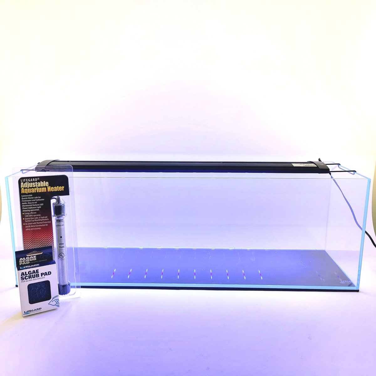 Lifegard Aquatics Long Ultra Clear Low Iron Bookshelf Fish Aquarium Kit