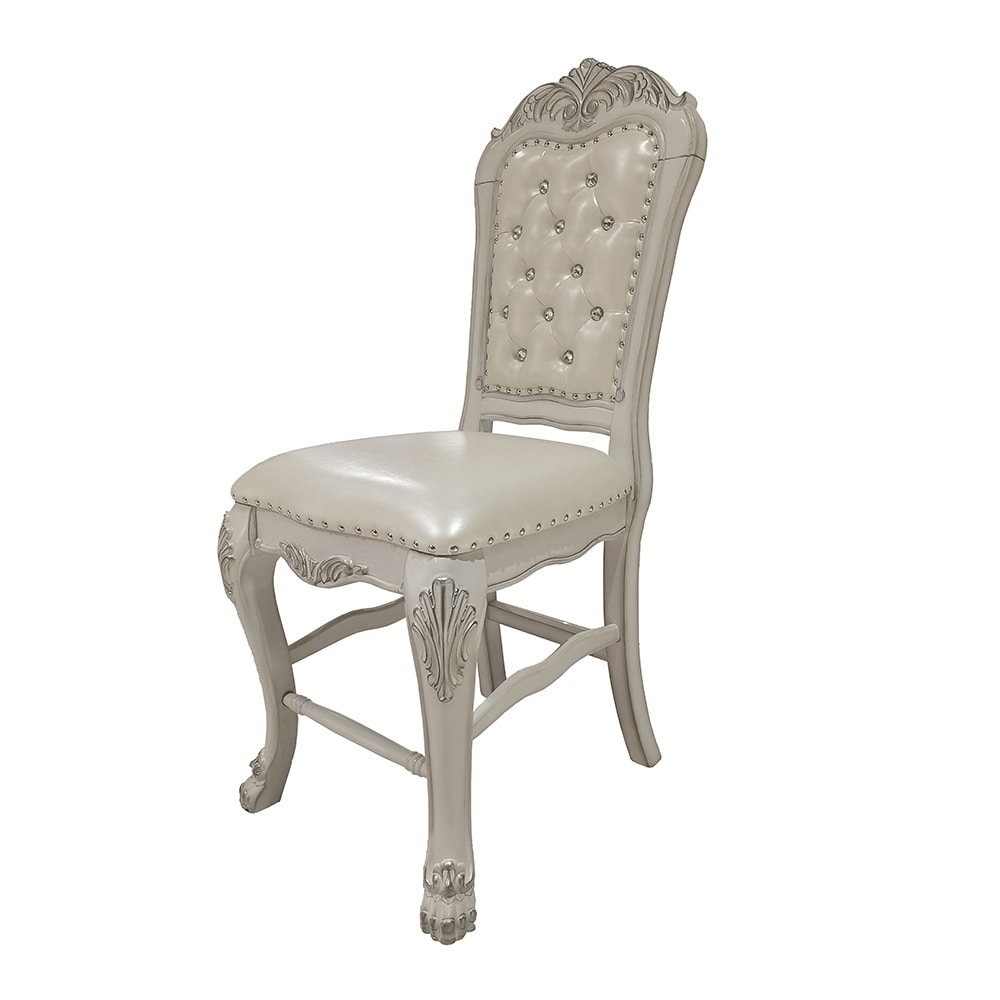 Dresden Counter Height Chair (Set 2) in PU   Bone White Finish