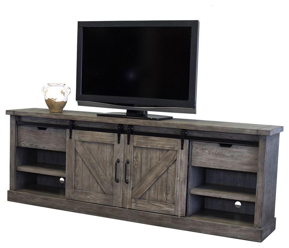 Avondale 80 quotTV Console Barn Door Entertainment   Farmhouse   Entertainment Centers And Tv Stands   by Martin Furniture  Houzz