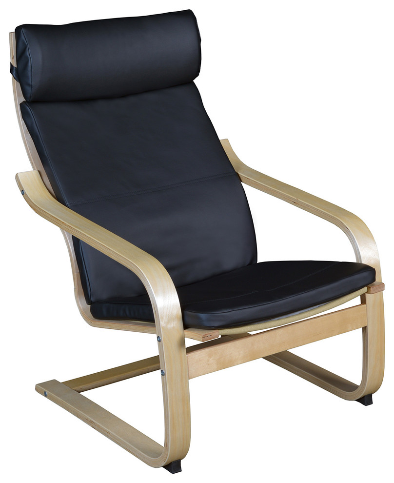 Mia Bentwood Reclining Chair  Natural/Black Leather   Contemporary   Recliner Chairs   by Regency  Houzz